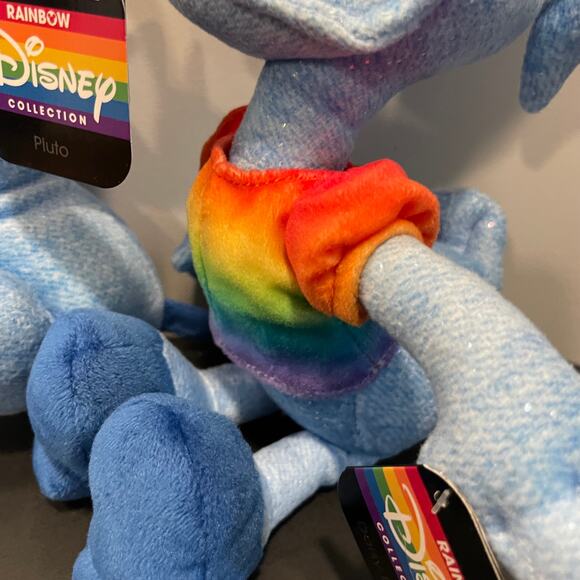 Disney New LOT OF 2 plush Pluto and Daisy rainbow scarf rainbow top bow pride - Picture 3 of 11
